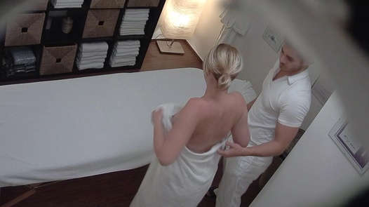 Fingered blonde blows the masseuse |  
	230 
