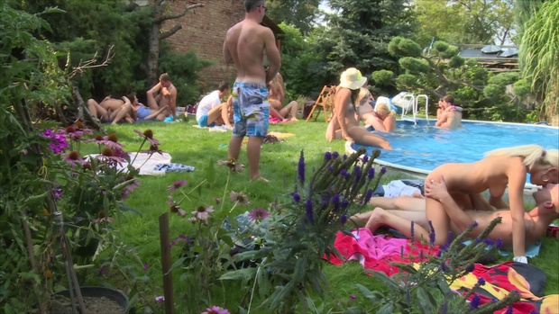 12. Download full pics of Super grouped fuck by the pool from czechgardenparty.com